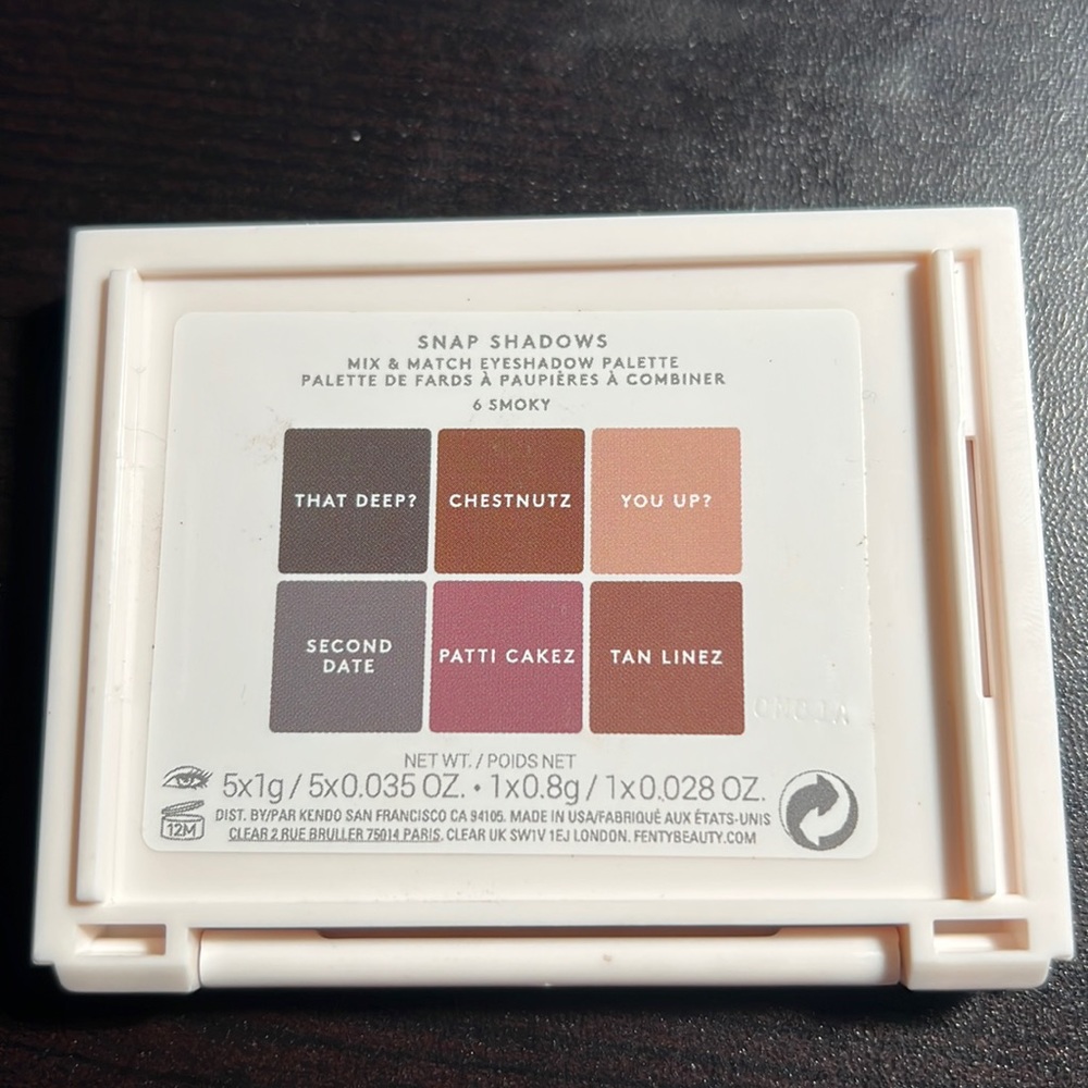 FENTY beauty snap shadows mix and match eyeshadow palette 6 smoky